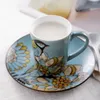 Ensembles de vaisselle cadeau de noël oiseau créatif peint à la main maison ensemble en céramique 7 pièces vaisselle en porcelaine bol de riz assiette tasse de lait