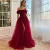 Robes de soirée élégantes robes de bal formelles rouges fleurs 3D hors épaule robe de soirée en tulle fente latérale A-ligne robes de soirée de remise des diplômes 2023 T230502