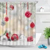 Curtains Christmas Shower Curtain Liner Traditional Celebration Theme Pine Leaves Ball Pendant Stars Classic Design Fabric Shower Curtain