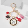 Creative Graduation Season Keychains Pendant Gift Time Glass Round Peach Heart Alloy Keychain Bag Hanging Jewelry