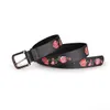 Outros acessórios de moda cinturões para mulheres flora rosa bordado cinturão doce flor preto de alta qualidade girl cister cinturão cinturões para vestido bl622 j230502
