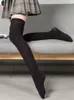 Femmes chaussettes CUHAKCI longue cuisse haute Sexy bas noir blanc couleur unie sur le genou dames filles mode automne printemps