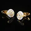 Manschettlänkar Crystal Series Business Cufflinks Personlighet Män Dagliga bankett Bröllopsmycken gåvor Fransk skjorta Manschett Länkar Golden 230428