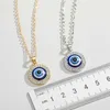 B T Evil Eye Pendant/Necklace Brass Rhinestone