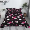 Set Pink Heart Skull Bed Sheet Set 3D Printed Polyester Black Bed Flat Sheet With Pudow Case 2/3st Bed Linen King Queen Custom Size