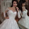 Party Dresses 2023 Luxury White/Ivory Women Long Train Wedding Dress Bride Dresses Lace Appliques Illusion Pärlor Crystal Elegant Wedding Downs T230502