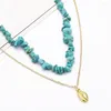 Anhänger Halsketten Bohemian Multilayers Sommer Perlenkette Kette Geometrisch Naturstein Für Frauen Kragen Chocker Strand Juwel