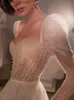 Sukienki imprezowe błyszczące ukochane sukienki ślubne księżniczki długie rękawie Tiulowy Tiul Boho Bride sukienki Vestidos de novia 2022 T230502