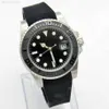 Wristwatches 40mm Black No Dial Luminous Date Ceramic Ring Yacht Automatic Mechanical Rubber Strap G230502