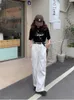 Jeans pour femmes Hip-Hop Streetwear blanc Baggy femmes Y2k mode coréenne poches surdimensionnées Cargo Denim pantalon jambe large pantalon 2023 automne