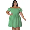 T-Shirt Wmstar Plus Size Dresses for Women 2022 Summer Solid One Shoulder Elegant Mini Dress Ball Gown Hot Sale Wholesale Dropshipping