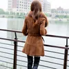 Pelz 2021 Winter Damen Echte Natürliche doppel gesicht Pelz Mantel Jacke mit fuchs Pelz kragen Frauen lange Pelz Oberbekleidung mäntel Jacke