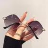 Occhiali da sole Vintage Rhombus Rimless Retro Trendy Fashion Hip-Hop Uomo Donna Eyewear Top Brand Designer Tonalità femminili colorate