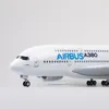 Flygplan Modle 1 160 Skala 50,5 cm Model Airplane Airbus A380 Prototyp Flygbolag med ljus och hjuldiecast hartsplansamling Display Toy 230503