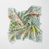 Scarves Silk Scarf Women Green Trees Print Square Wraps Bandana Small Hijab Foulards Lady Tie Headband Neckerchief