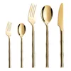 Ensembles de vaisselle Ensemble de couverts Couteau à steak en acier inoxydable Fourchette Conception en bambou Ensemble de vaisselle doré Ensemble de couverts en argent 24pcs 230503