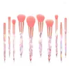 Makeup Brushes Crystal Set 10x Professional Brush Kit With Soft Bristle Blush Concealer Eyeshadow Eyeliner Mixing For Girl