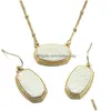 Earrings Colar Designer Oval Drusy Druzy Dangle Jewelry Conjunto de jóias de ouro DRUSE CHANK