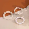 Band Ringe 3 teile/satz Acryl Ring Set Lichtfarbe System für Frauen Harz Perlen Elastische Braut Engagement Finger 2022 Schmuck Geschenke Y23