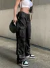 Kobiety szorty Rapcopter Ruched Big Pockets Ładunki dżinsy retro sportowe małe spusty spodnie jasnobrązowe mody dżinsowe jogger 230503
