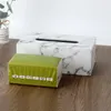 Organizzazione Scatola porta fazzoletti in pelle PU nordica Contenitore Modello in marmo Home Car Asciugamano Tovagliolo Porta carte Dispenser Custodia Custodia Decorazioni da tavola