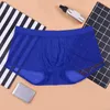 Underpants Men Solid Mesh Underwear Boxer Sexy Sheer Male Comfortable Breathable High Quality Fashion Briefs