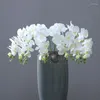 Fleurs décoratives 10 tête orchidées Phalaenopsis artificielles blanc mariage noël décoration de la maison jardin plante en pot faux