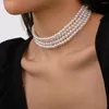 Kedjor Elegant Light Luxury Three-Layer Pearl Collar Halsband Trend smycken Fashion Woman Leisure Birthday Party Gift