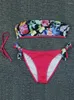 Dames zwemkleding bikini -zwempak vrouwen print 2023 twee stukken bikini set buis bovenste hoge taille stringbadpak zomer strand slijtage xl