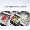 Organisation Égouttoir à vaisselle extensible en acier inoxydable, support d'évier de cuisine, support pour égouttoir à fruits et légumes, rangement de la vaisselle