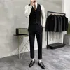 Herenpakken Blazers Jacket Vestbroeken High-end merk Boutique Fashion Solid Color Mens Casual Business Pak 3-Piece Set Bruidegom trouwjurk 230503