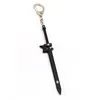 Keychains Anime Sword Art Online Keychain Kirigaya Kazuto Black Metal Elucidator Scabbard Key Ring Car Pendant SAO Chain Jewelry