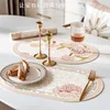 Mats Pads 2 PCS AntiOil And AntiScalding Lychee Pattern Placemat Elegant And Light Luxury ic Peony Flower Table Mat Z0502