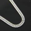 Chaînes Bling Big CZ Iced Out Cubic Zirconia Brass Setting Tennis Chain Necklace BC028