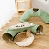 Kattbäddar Tunnelhus med avtagbar kudde Collapsible Cats Bed Interactive Ball Kitten Nest Crossing Tube Toy för små hundar