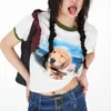 女性のTシャツKARRRAM日本のハラジュクTshirt Kawaii Dog Print Patchwork短袖TシャツEgirls Y2K Aesthetics Cute Tops 00S Sweet 230503