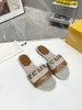 summer slipper man woman shoe luxury designer Canvas slides and black brown leather signature F Letter sandal Beach Outdoor shoes free shipping