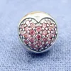 الخرز S925 Silver Bead Charm Pave Crystal Love Clip Clip Lock Stopper for Women Bracelet Diy Jewelry