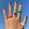 Band Rings Cute Frog Lover Polymer Clay Resin Acrylic for Women Girls Couple Travel Ring Summer Fashion Animal Jewelry Gift Y23