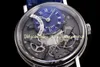 ZF 7097 Traditie Volledig automatisch Reverse Jump Tweedehands Luxe herenhorloge, 505 SR1 Mechanische beweging 40mmx11.65, zilverblauw