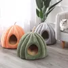 Cat Beds Solid Color Litter Winter Warm Closed Deep Slee Large Removable And Washable Yurt Pumpkin Pet Kennel Accessories