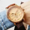 Men Hoge kwaliteit Classic Watches Dial Master Automatic Quartz Movement Sapphire Leather Watch Band Luxury pols horloge