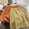 Frauenshorts Frauen Sommershorts Koreanische Süßigkeiten im koreanischen Stil Einheitlicher Farben Baumwolle Freizeit mit Bermuda Shorts Button Fliege hohe Taillen Shorts Frauen 230503