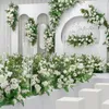 Flores decorativas White Romantic Wedding Flower Arrangement Evento Background Layout Shop Window Display Home Party Artificial Decoration