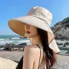 Outdoor hoeden vrouwen paardenstaart zon hoeden zomer buiten wandelvissen hoed met nek flap uv bescherming emmer hoed vrouwelijke strandkappen J230502