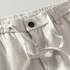 Herren-Shorts aus 100 % Leinen, Sommer-Shorts für Herren, lässig, einfarbig, grau, modisch, Boardshorts, Herren, klassische Kordelzug-Shorts, Kleidung 230503