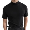 Męskie koszule 1pc marka odzież męskie Sumne Sumne krótkie rękawy Turtleeck T-shirt/Mężczyzna Slim Fit Fashion Wysokiej jakości T-shirt