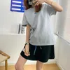 Women's T Shirts ERROR Spring And Summer Yang Mi With The Same High-quality Letter Printing Simple Couple Loose Pinch Fold Craft TopWomen's