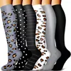 Sports Socks Leopard Type Compression Men Women 20-30 MmHg Knee High Ins Stocking Size S-L