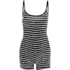 women summer romper Sexy Chest Sling Black and White Stripe Waist Slim Spice Girl Open Back Hip Lifting Jumpsuit Shorts